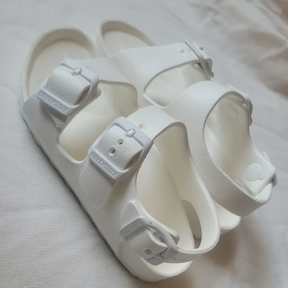 Birkenstock Kids White Double-Buckle EVA Sandals